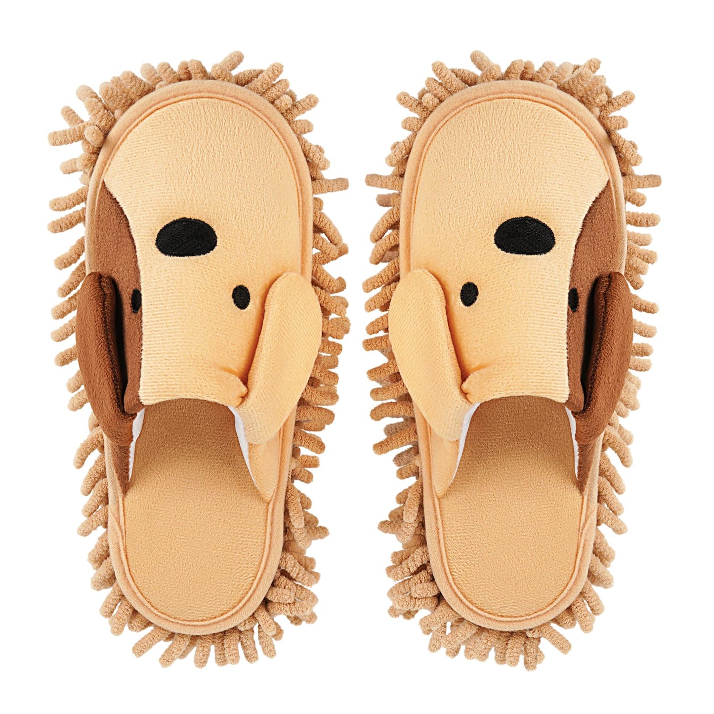 Frjjthchy Cartoon Dog Mop Slippers Microfiber Clean Dusting Slippers Detachable Mopping Shoes for Office Home Room (Khaki)